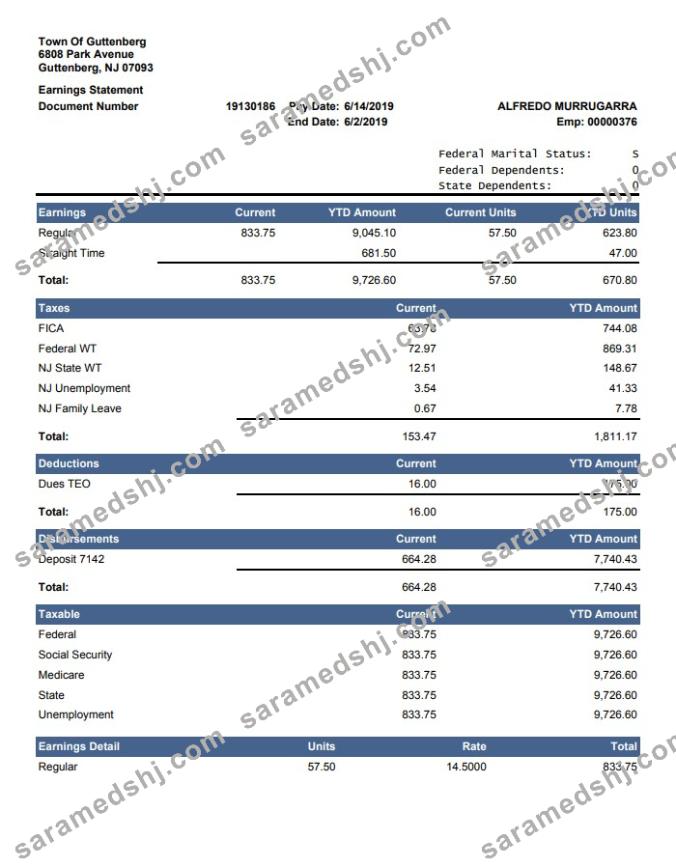 Current YTD Amount earnings statement
